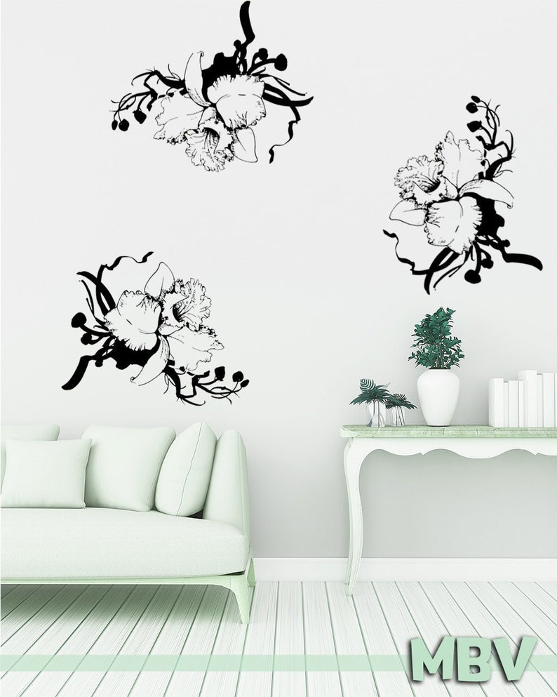 Large Flower Wall Decal Wall Art Flowers Vinyl Sticker Etsy