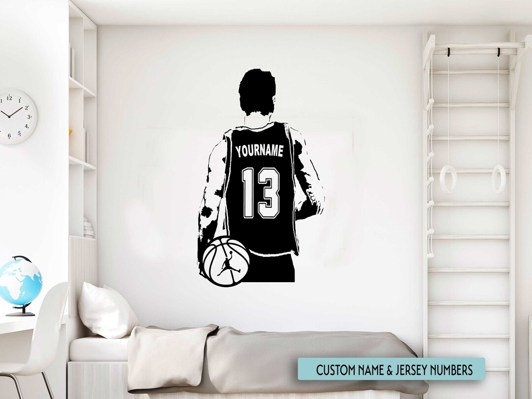 BASKETBALL Wall Art Custom Name Decal Basketball Player Wall Decor Vinyl Sticker Boy Bedroom