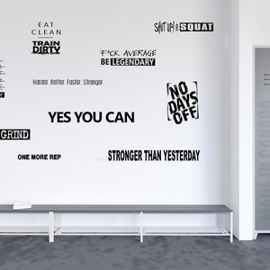 GYM QUOTES PACK (10) - Wall decal sticker lot - Gym wall decor - Workout motivational quote - Home decor - gym wall art - Training - Fitness