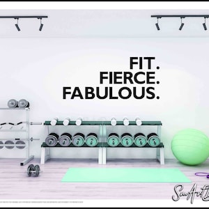 FIT FIERCE FABULOUS fitness decal , home gym vinyl wall lettering, Motivational Wall Decor,