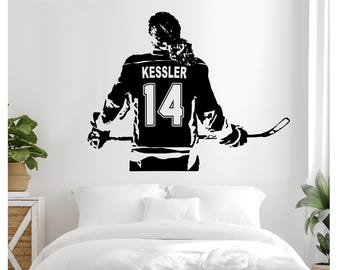Custom Name Hockey Girl Vinyl Wall Decal - Personalized Jersey Number