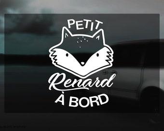 Petit renard à bord Decal - Baby on board sign - vinyl lettering car window decals - bumper sticker - Baby shower gift idea