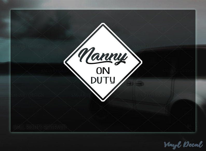 Family sticker vinyl car window decal Grand-Ma on board Pregnancy announcement grandparents Baby on board sign Nanny on duty Decal