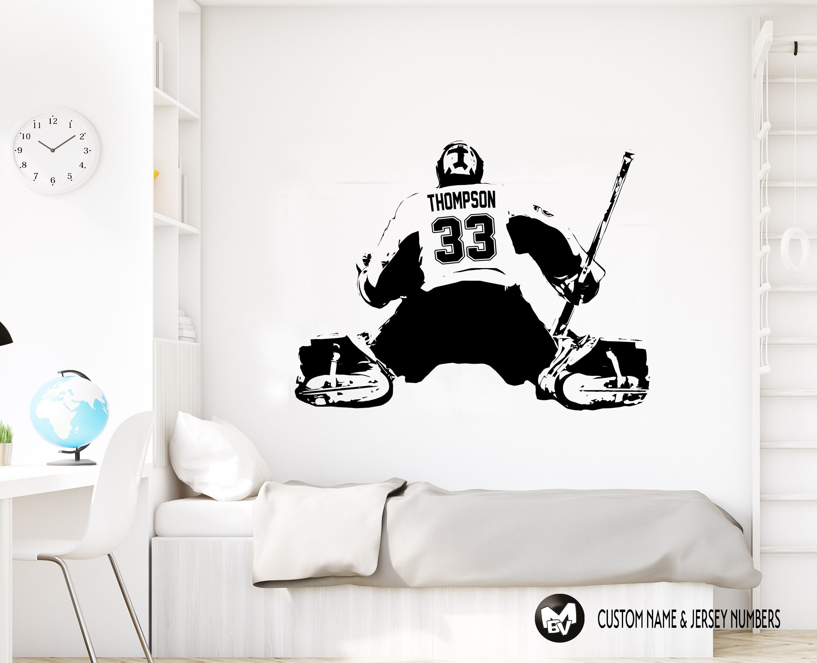 Hockey Goalie Wall Decal Custom Name Vinyl Sticker Etsy Canada