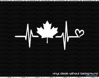 Maple leaf Heartbeat Decal - Canada decal - VRS vinyl sticker - Canada flag -Canadian proud - it's in my blood - car window / laptop decals