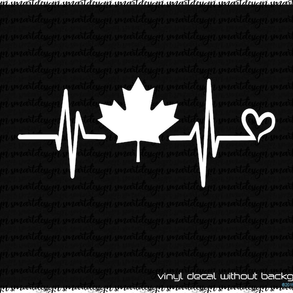 Maple leaf Heartbeat Decal - Canada decal - VRS vinyl sticker - Canada flag -Canadian proud - it's in my blood - car window / laptop decals