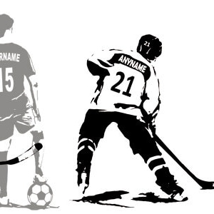 May include: A black and white graphic featuring silhouettes of five athletes in various sports uniforms with the text 10K THANK YOU. The figures include a baseball player, a hockey player, a soccer player, another hockey player, and a football player.