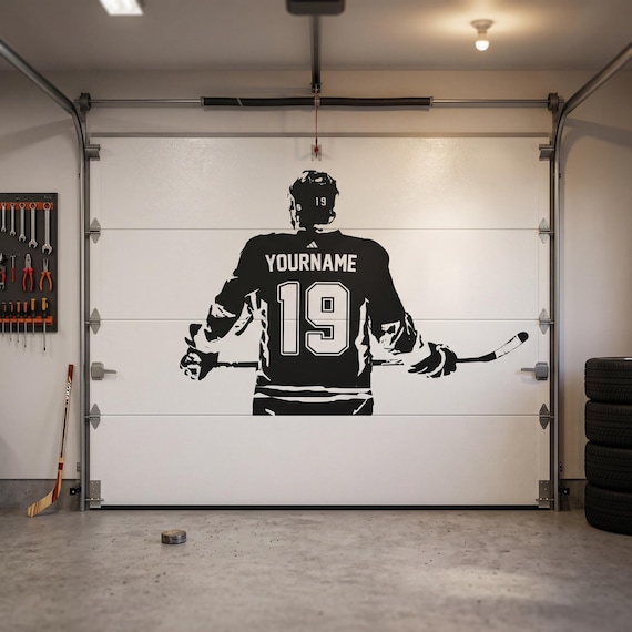 Hockey Wall Art - Custom Name Hockey Decal - Right Left handed Hockey Wall decor - Ice Hockey vinyl sticker - Choose Name and Jersey Numbers