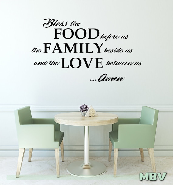 Bless The Food Before Us Wall Decal Dining Room Wall Art Kitchen Quote Wall Decor Wall Saying Family Vinyl Sticker Love Prayer Lettering