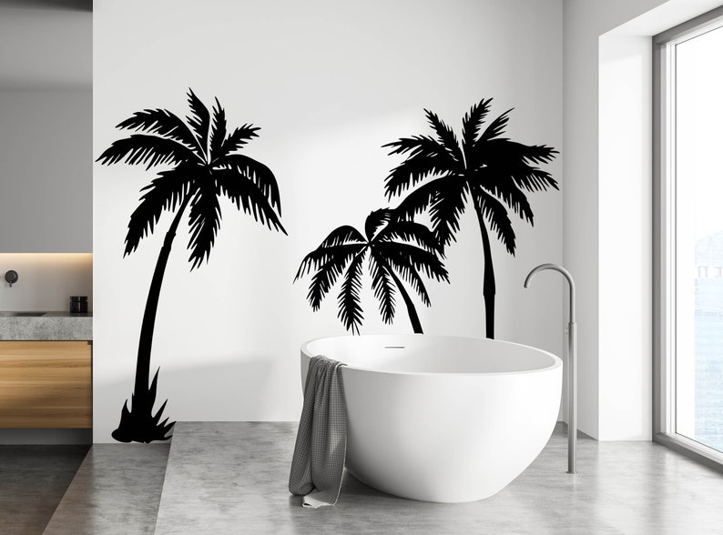 9 Ft Palm Tree 3 Wall Decals Large Palm Tree Wall Art Etsy