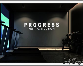 Progress Not Perfection - Vinyl Wall Decal - Yoga | Fitness | Small Business | Home gym Motivational Quote Office Fitness Room Wall Decor