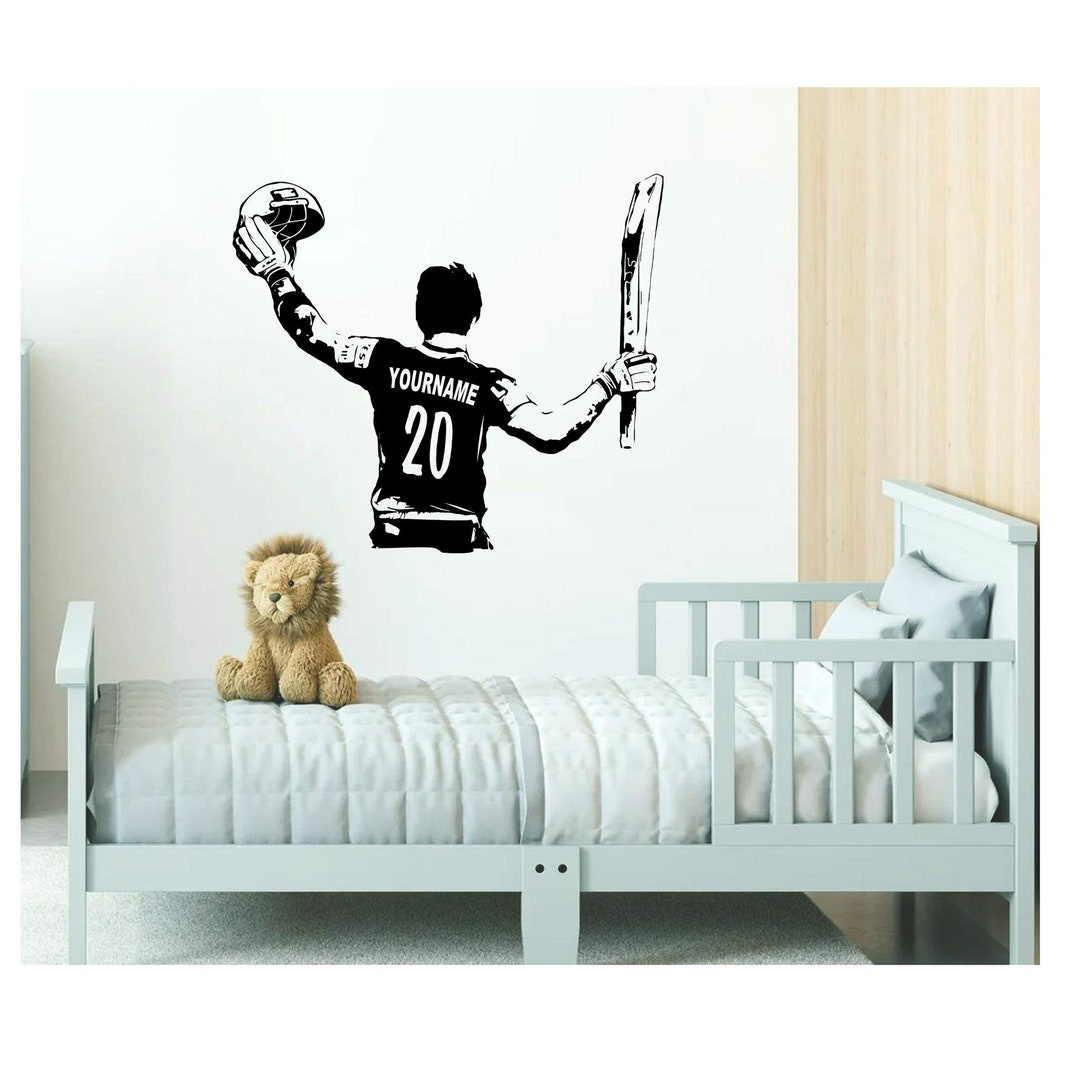 Cricket Wall Art Decal - Custom Name Cricket Player - Wall Decor Vinyl ...