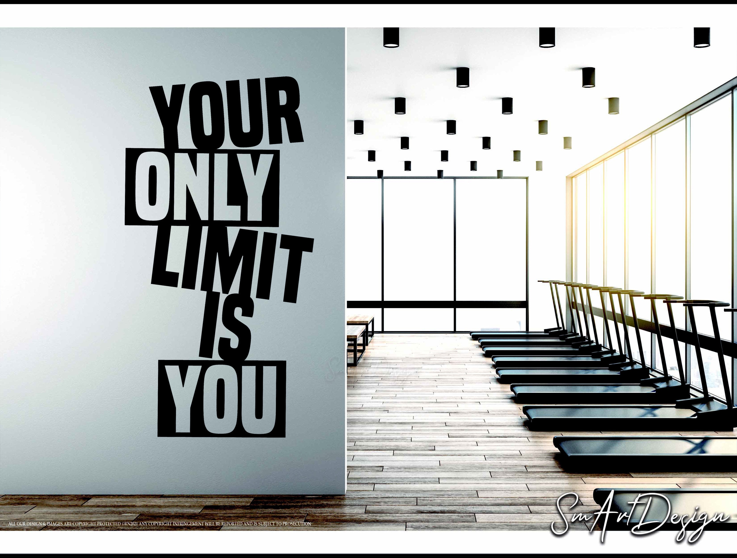 Your Only Limit Is You Wall Decal vinyl Sticker - Gym Wall decals - Home Gym decor - Fitness Wall Art - Training Room - Workout Room