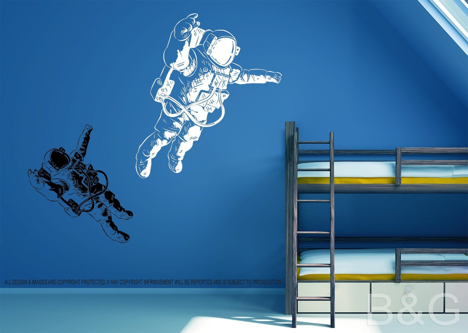 Autocollants muraux astronaute pour chambre de garçons, dessin animé  Spaceman planète extérieure créatif bricolage Art vinyle