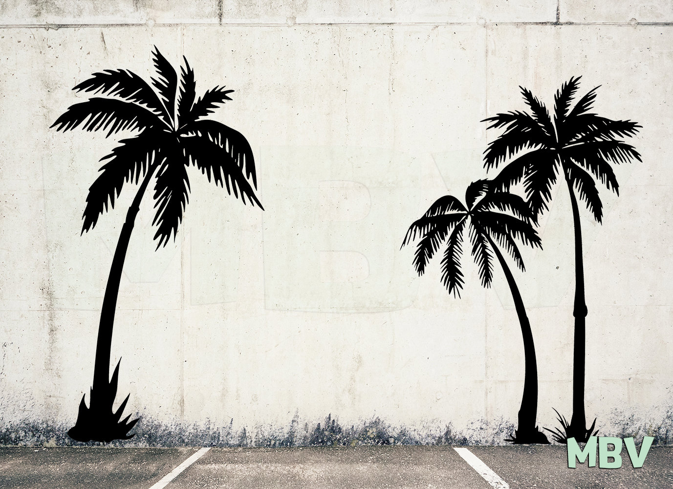 9 Ft Palm Tree 3 Wall Decals Large Palm Tree Wall Art Etsy