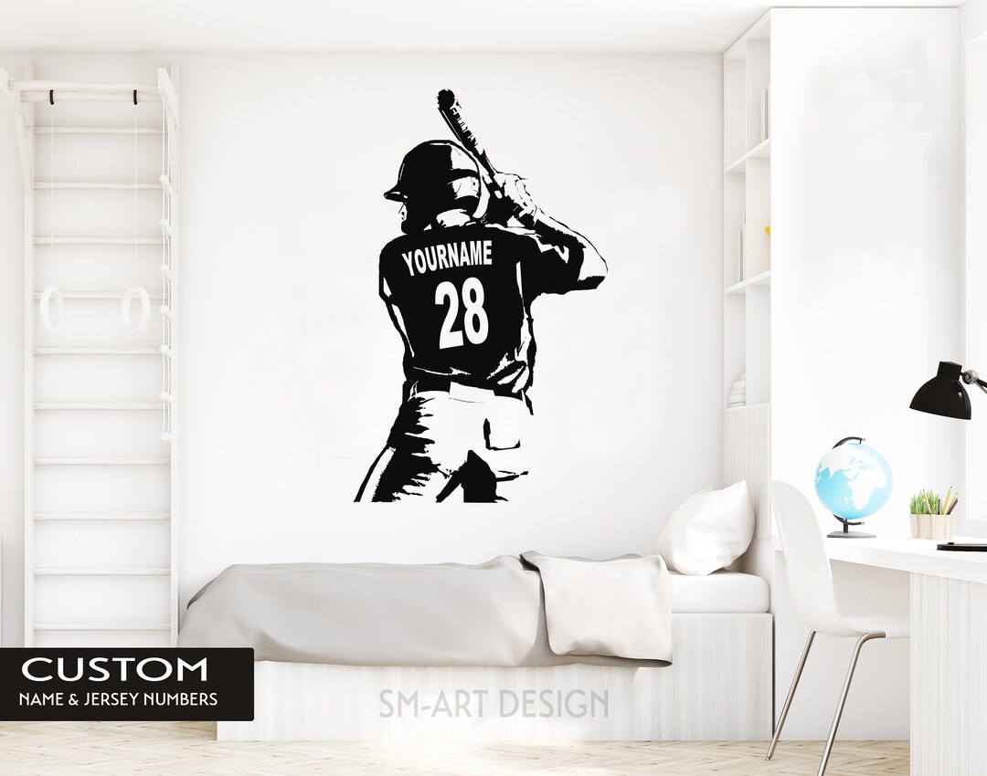 Baseball Wall Decal Custom Name Baseball Wall Decor Wall Art Baseball
