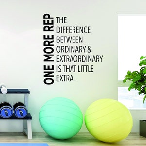 Fitness Wall Vinyl Decal - Gym Motivation wall art - One More Rep - Home Gym Quote - Workout room wall decor - inspirational - Extraordinary image 2