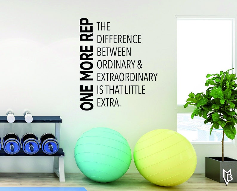 Fitness Wall Vinyl Decal - Gym Motivation wall art - One More Rep - Home Gym Quote - Workout room wall decor - inspirational - Extraordinary image 2