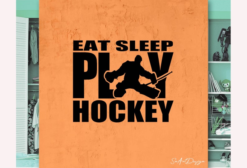 HOCKEY GOALIE DECAL Eat Sleep Play Hockey Hockey Wall Etsy