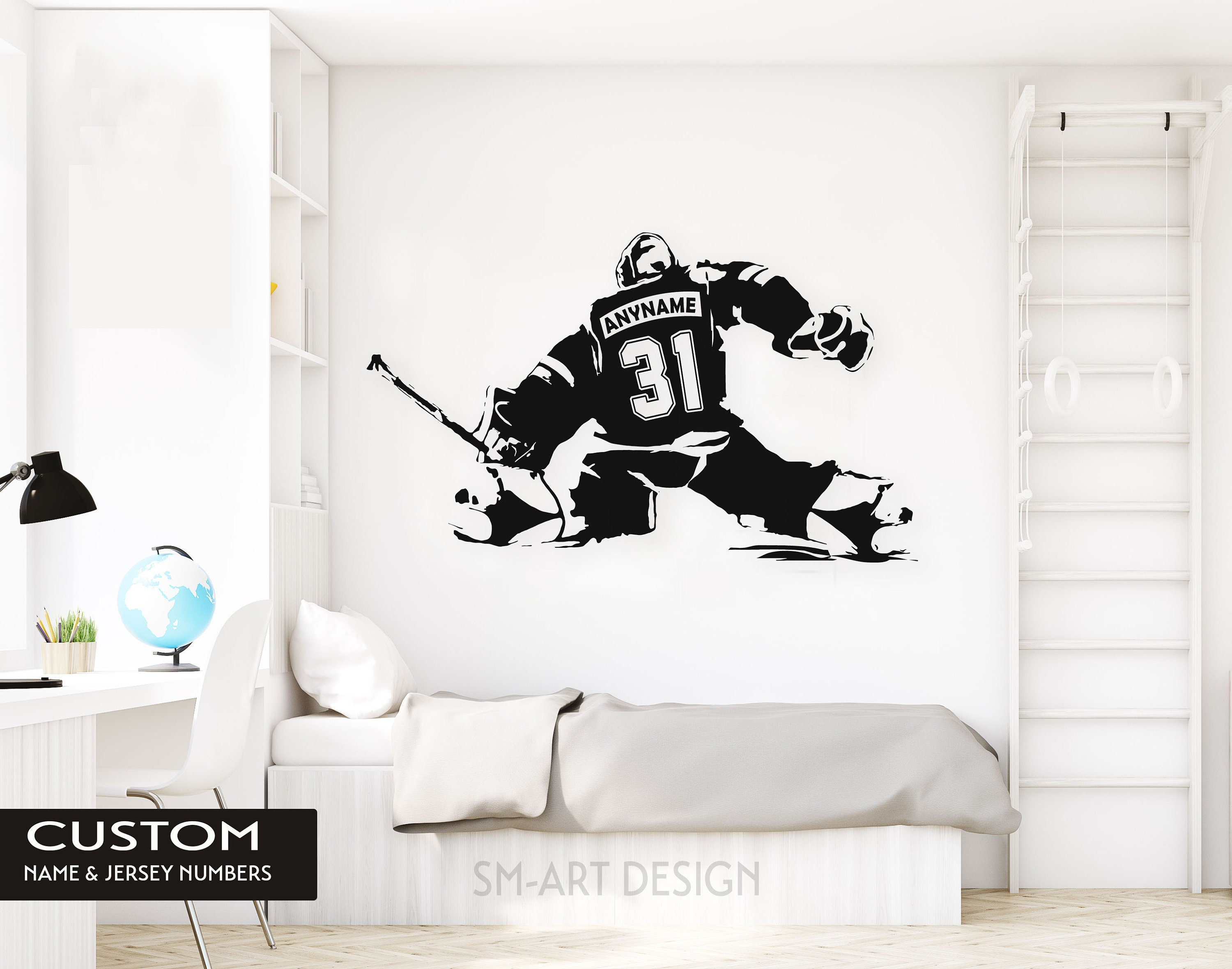 Divine Designs Hockey Goalie Mask, Sticks and Icon Vinyl Decal