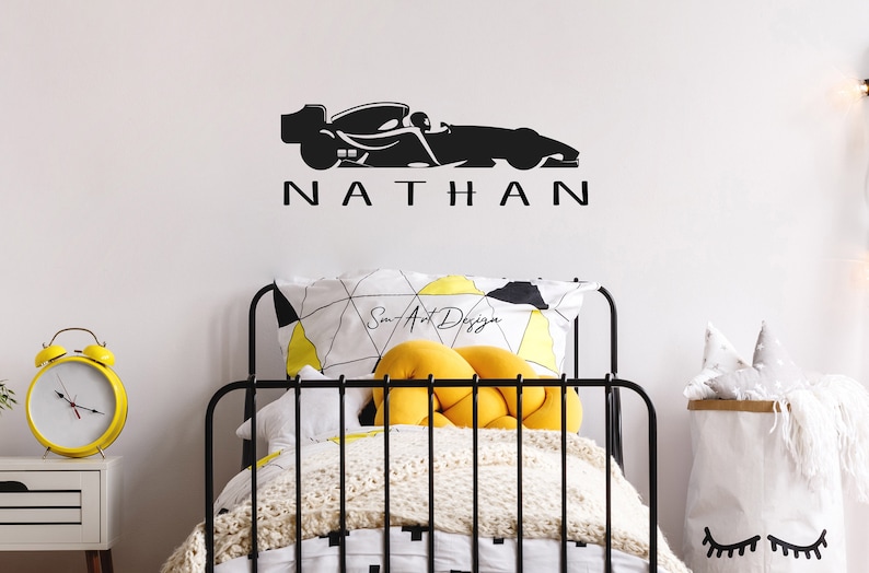 Custom Name Race Car Wall Decal Personalized Racing Car Etsy