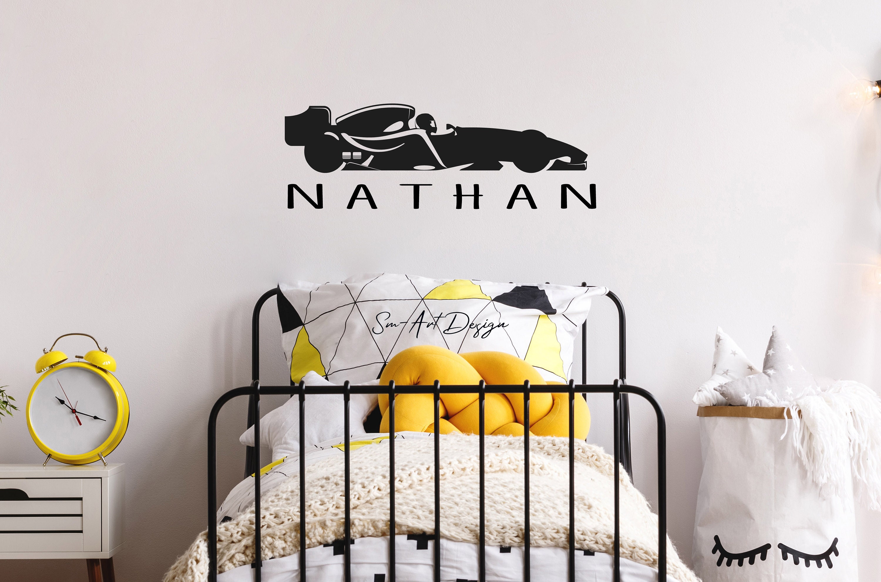 Custom Name Race Car wall decal personalized racing car | Etsy