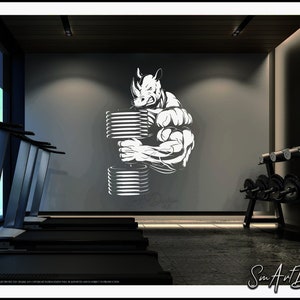 Rhino Dumbbell Gym wall decal vinyl sticker