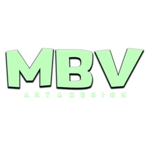 May include: A green logo with the letters "MBV" in a bold, stylised font. The text "ART & DESIGN" appears below the letters.