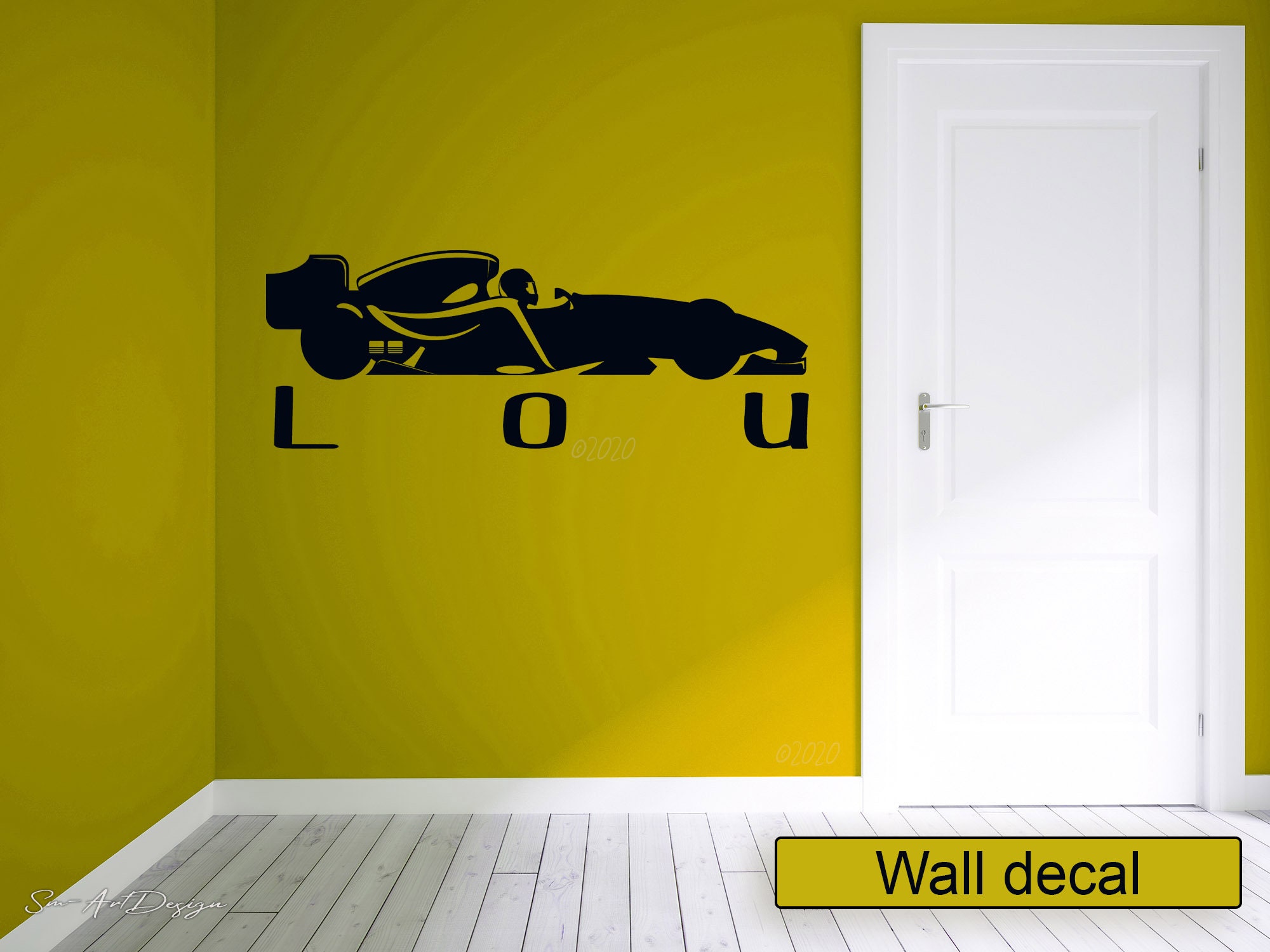 Custom Name Race Car Wall Decal Personalized Racing Car Etsy