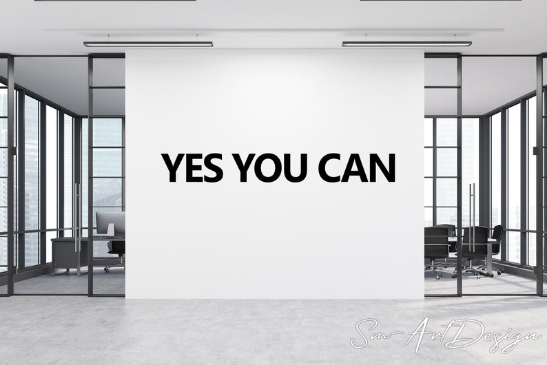 Yes you can, motivation wall vinyl decal, inspirational gym wall decor, success quote, office decor, home gym sticker 画像 5