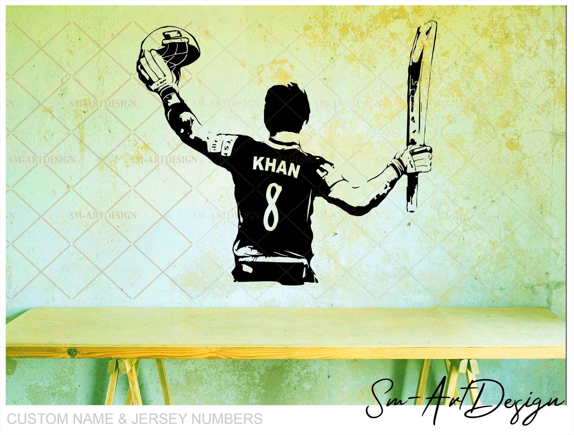 Cricket Wall Art Decal Custom Name Cricket Player Wall Etsy UK