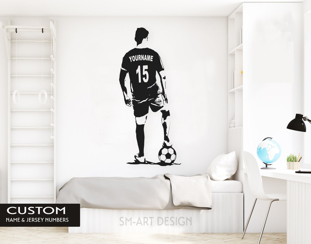 Soccer Wall Art - Custom Name Football Decal - Soccer Football Player ...