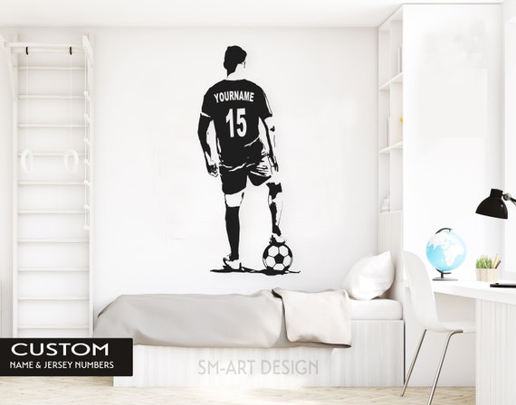 PERSONALISE Name & SOCCER PLAYER; SOCCER wall sticker 