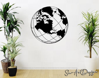 Planet Earth wall vinyl decal - Earth decal - World Map decal - Space sticker