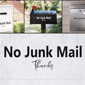 No Junk Mail Thanks, boxmail decal, letter box decal, front door sticker, no flyers, no soliciting