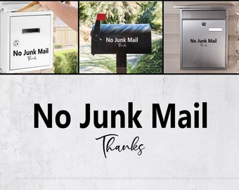 No Junk Mail Thanks, boxmail decal, letter box decal, front door sticker, no flyers, no soliciting