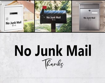 No Junk Mail Decal: Front Door Sticker, Letter Box Decor