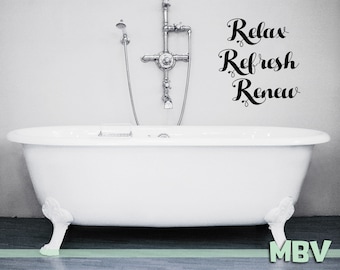 Relax Refresh Renew Wall Decal | Wall Art | Wall Decor | Vinyl Sticker | bathroom decal bathroom decor shower zen spa hotel room decor