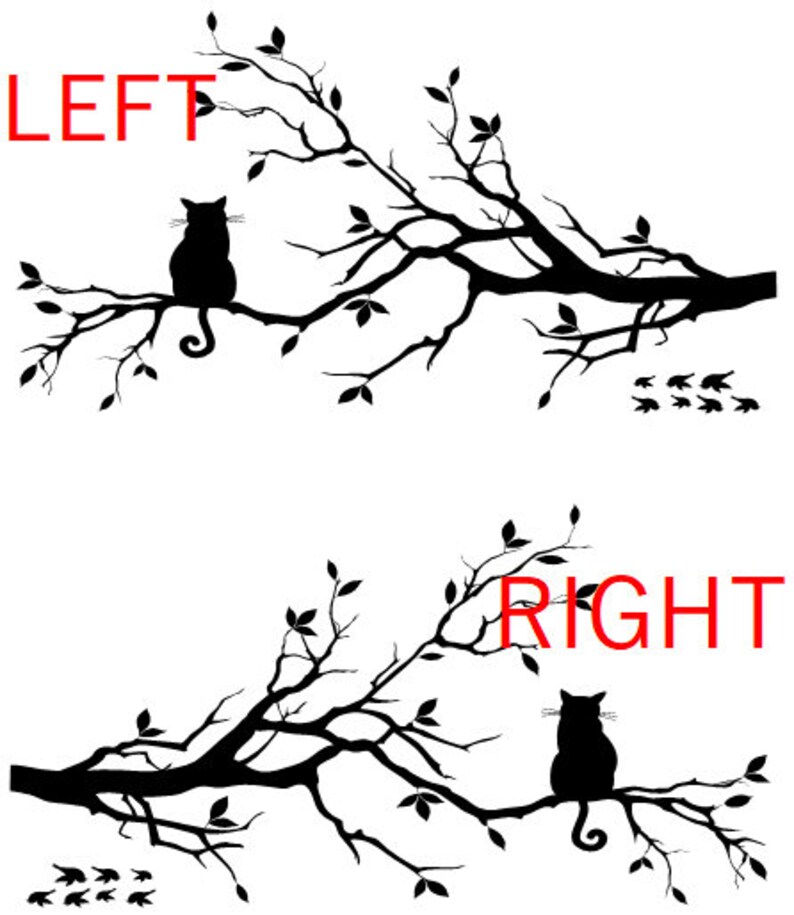Cat on Branch Wall Decor Cat Decal Tree Branches Flying Etsy Canada