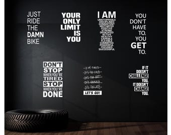 Motivational Gym Wall Decals ( Set of 7 ) – Fitness Quote Stickers for Home Gym, Office, or Studio Inspiration