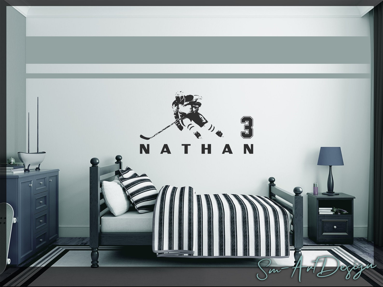 Hockey Decal Custom Kids Name Hockey Wall Art Decal Hockey | Etsy