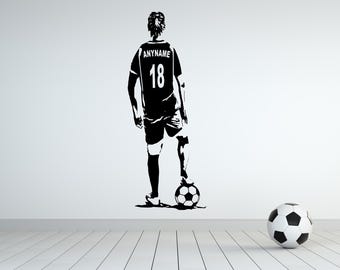 Personalized Soccer Girl Wall Decal: Custom Name & Number Vinyl Sticker