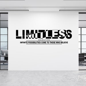 Limitless ajdective - Wall Decal vinyl sticker, motivational quote, wall art office, gym wall decor, home gym, fitness