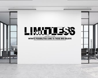 Limitless ajdective - Wall Decal vinyl sticker, motivational quote, wall art office, gym wall decor, home gym, fitness