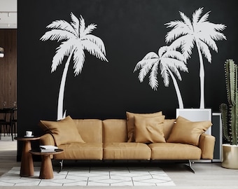 Large Palm Tree Wall Decals: Tropical Vinyl Art, Set of 3