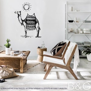 Camel With Sun Decal | Camel Sketch Vinyl Sticker | Hand Draw Camel ...