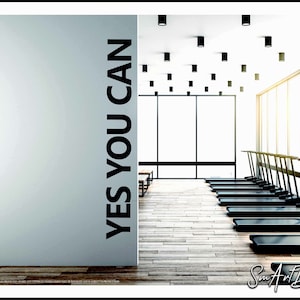 Yes you can, motivation wall vinyl decal, inspirational gym wall decor, success quote, office decor, home gym sticker 画像 1