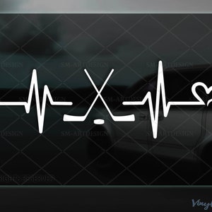 Heartbeat HOCKEY Decal - hockey stick Vinyl Sticker - hockey mom - Hockey dad - VRS design hockey puck Decal Car window / Laptop sticker