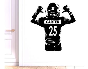 Custom Name Football Player Wall Decal - Boy's Bedroom Decor