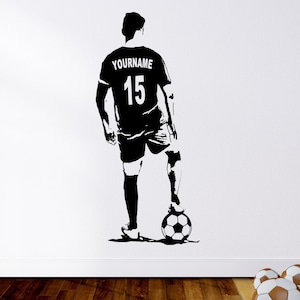 Custom Name Soccer Wall Decal - Personalized Football Silhouette